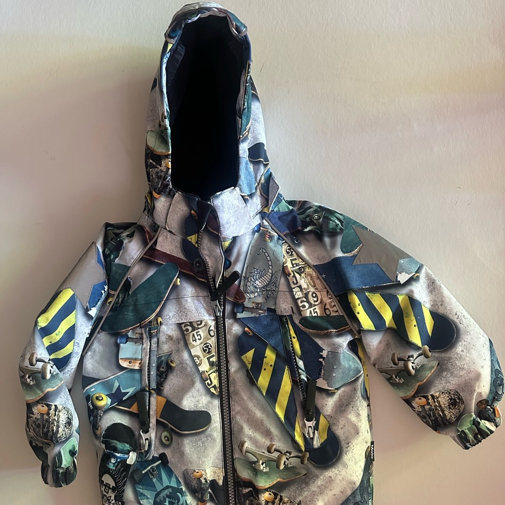 Molo Kids Skateboard Print Puffer Jacket